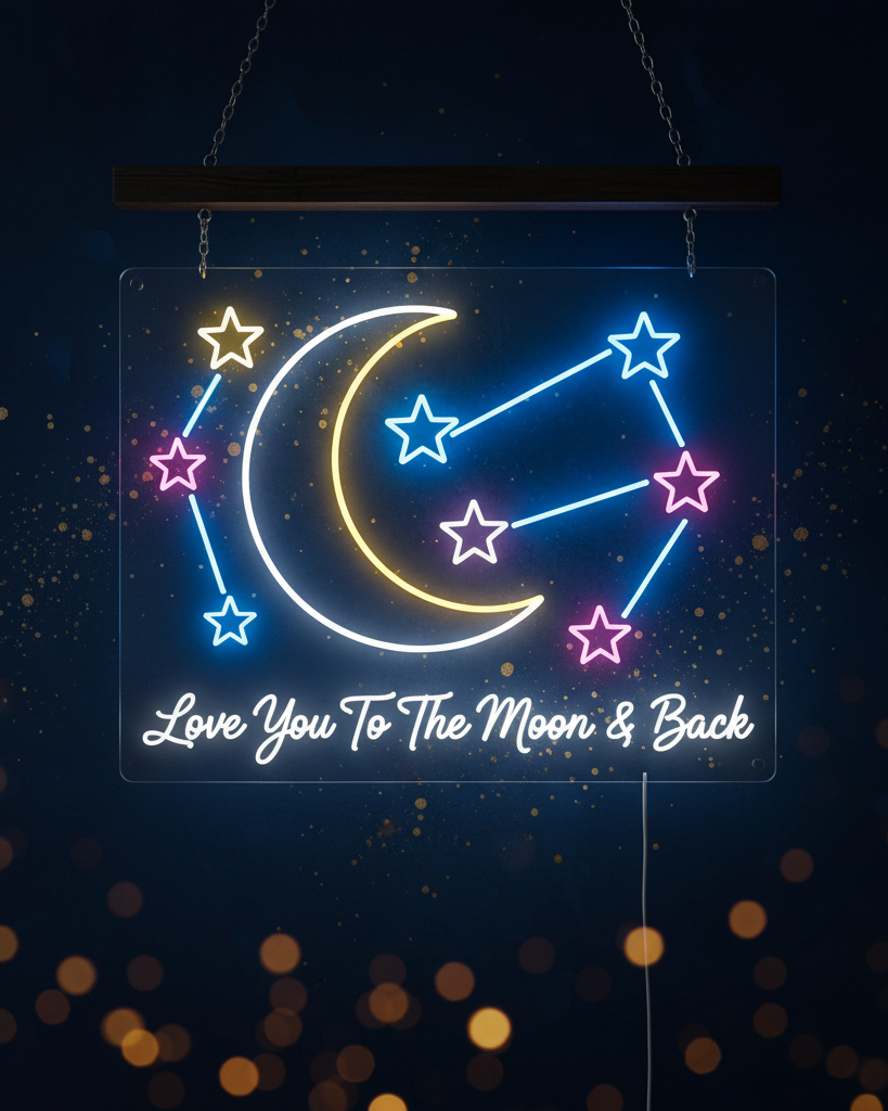 Love You To The Moon & Back Cosmic Couple Neon Sign