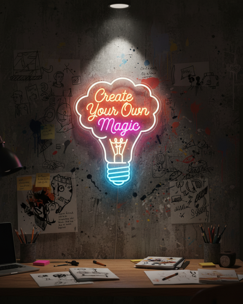 Create Your Own Magic Lightbulb LED Neon Sign