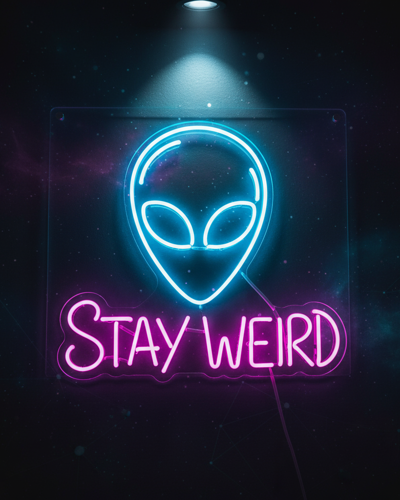 Stay Weird Alien Head Cosmic LED Neon Sign