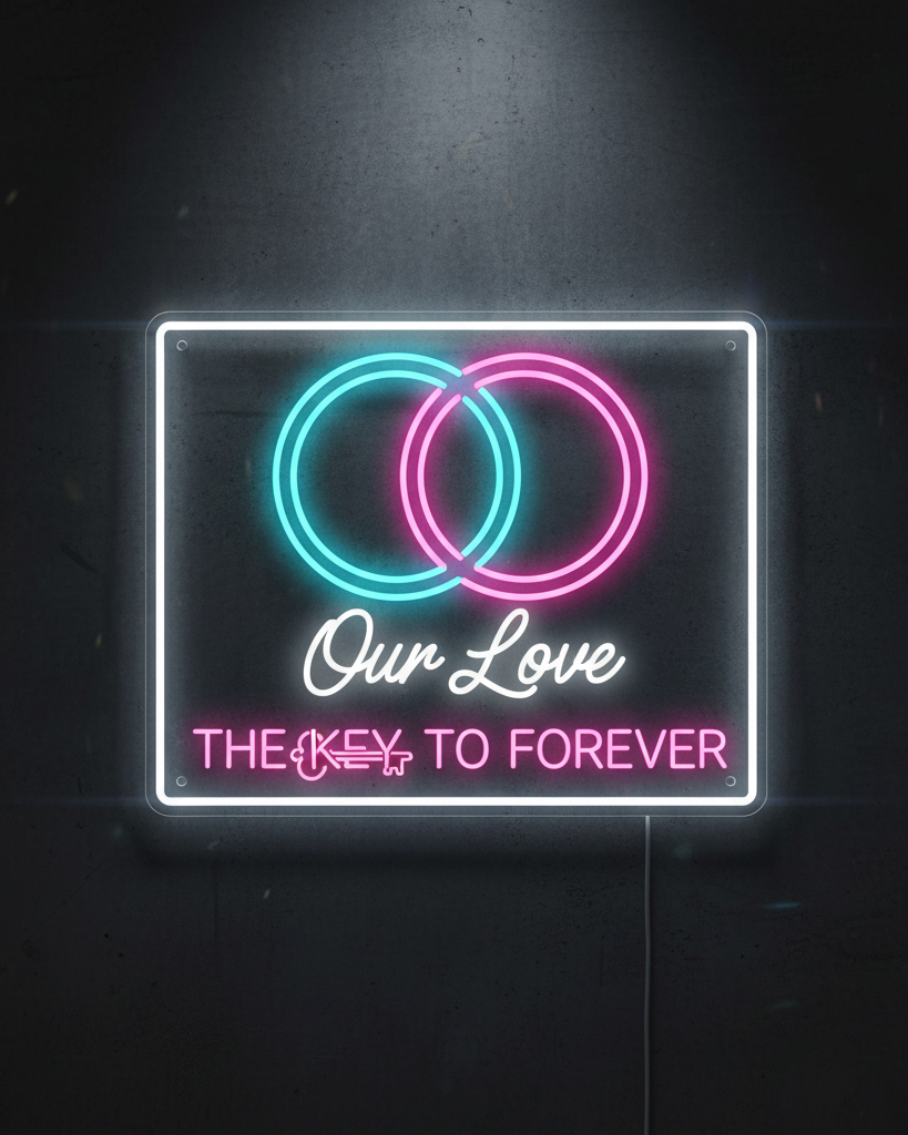 Key forever couple neon sign