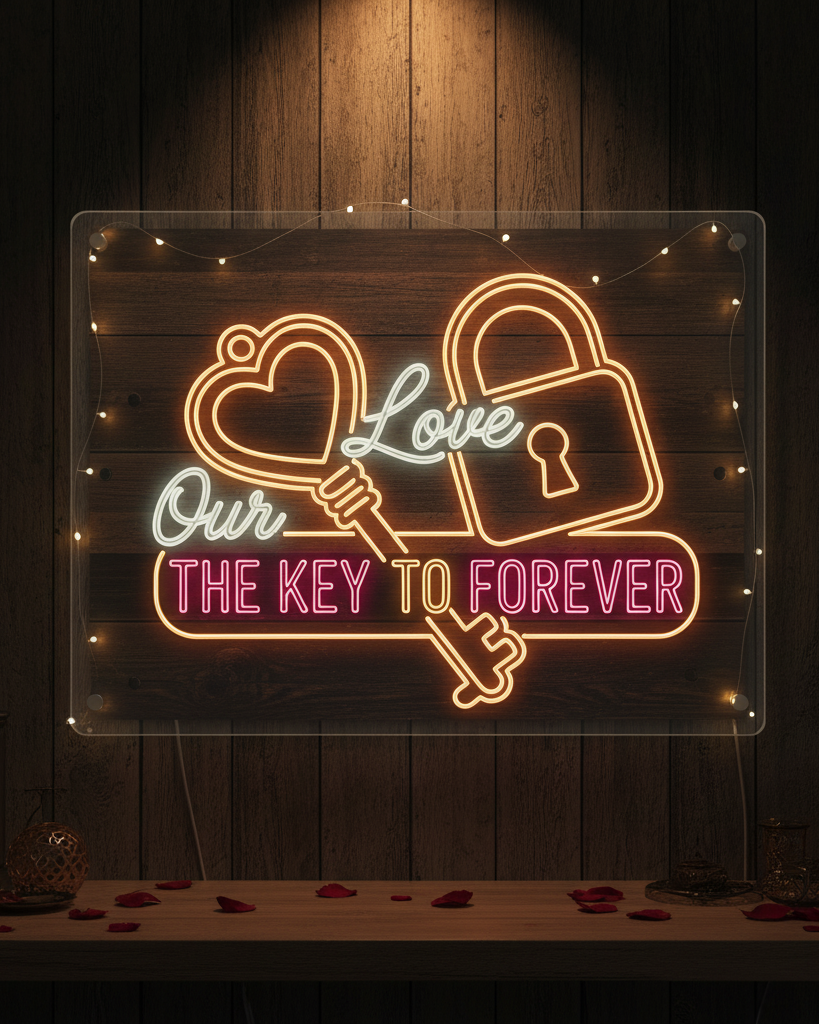 Key forever couple neon sign