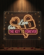 Key forever couple neon sign