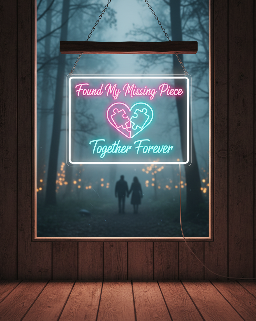 Found My Missing Piece Romantic Puzzle Heart Neon Sign