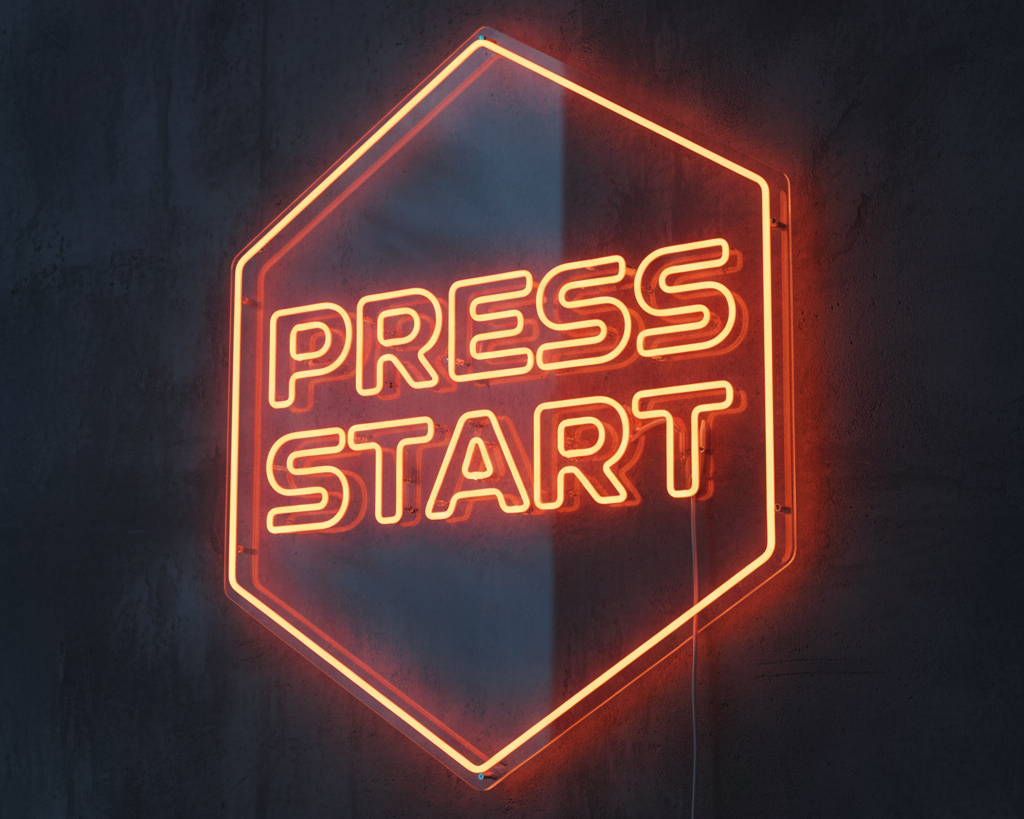 Press Start Neon Gaming Sign